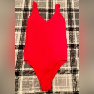 Sexy strong coral color bodysuit, Small size.